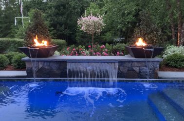 waterfall with pool