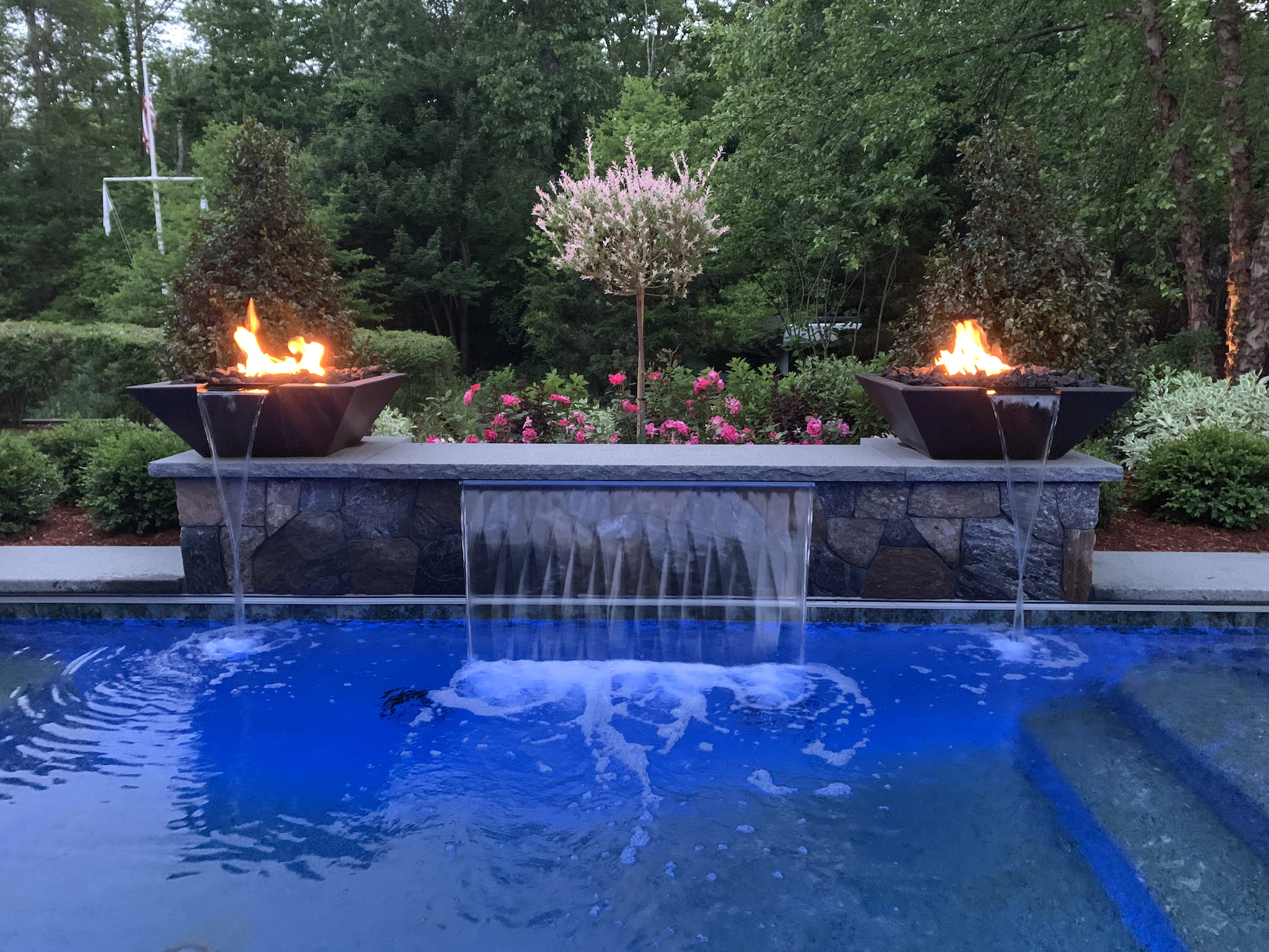 waterfall with pool